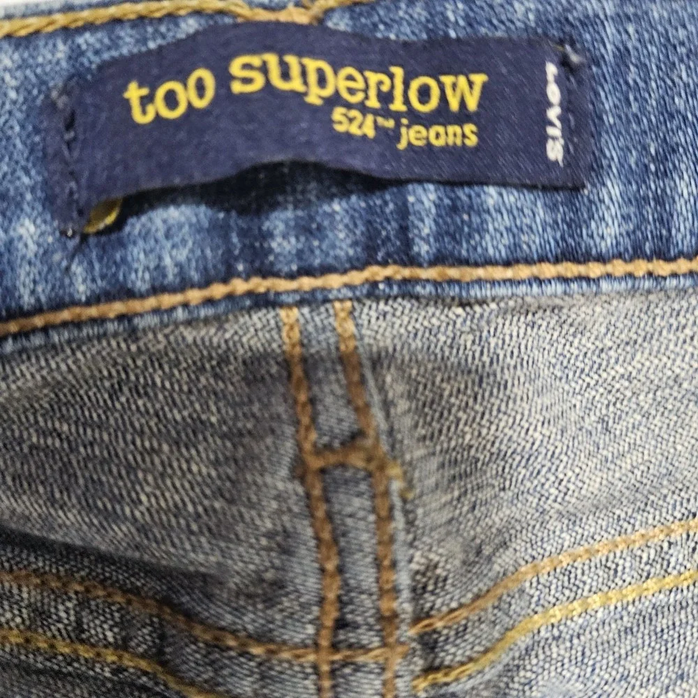 Levis 524 Too Superlow Bootcut Jeans Womens 3 Short 28x29 Blue Denim